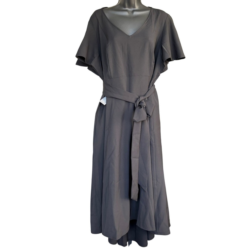NWT Lane Bryant Lena V Neck High-Low Midi Dress‎ Sz 18 Black Party Cocktail